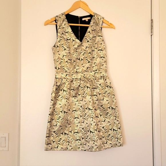 Under Skies Gold/Silver Jacquard Fit & Flare Dress - Picture 3 of 6